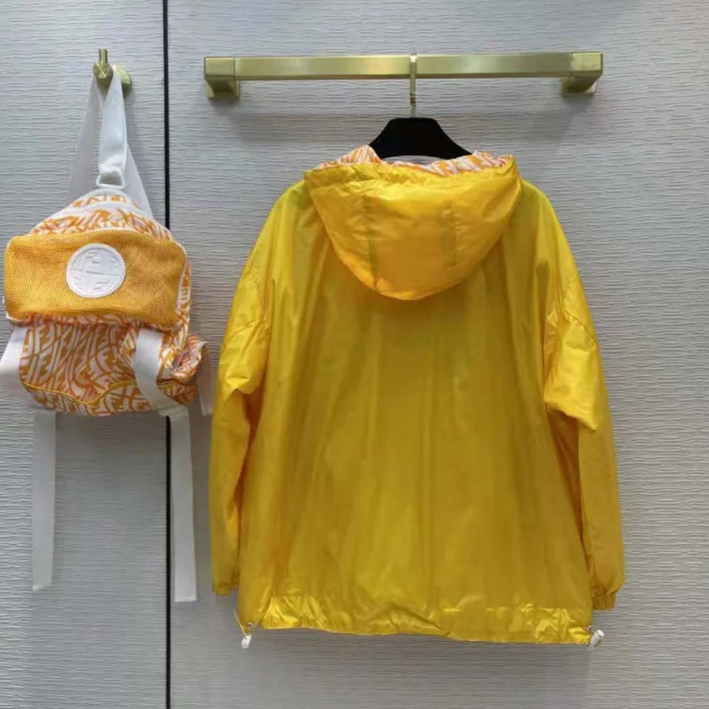 Fendi Windbreaker Yellow Nylon Jacket for Women Fendi Windbreaker Yellow Nylon Jacket for Women