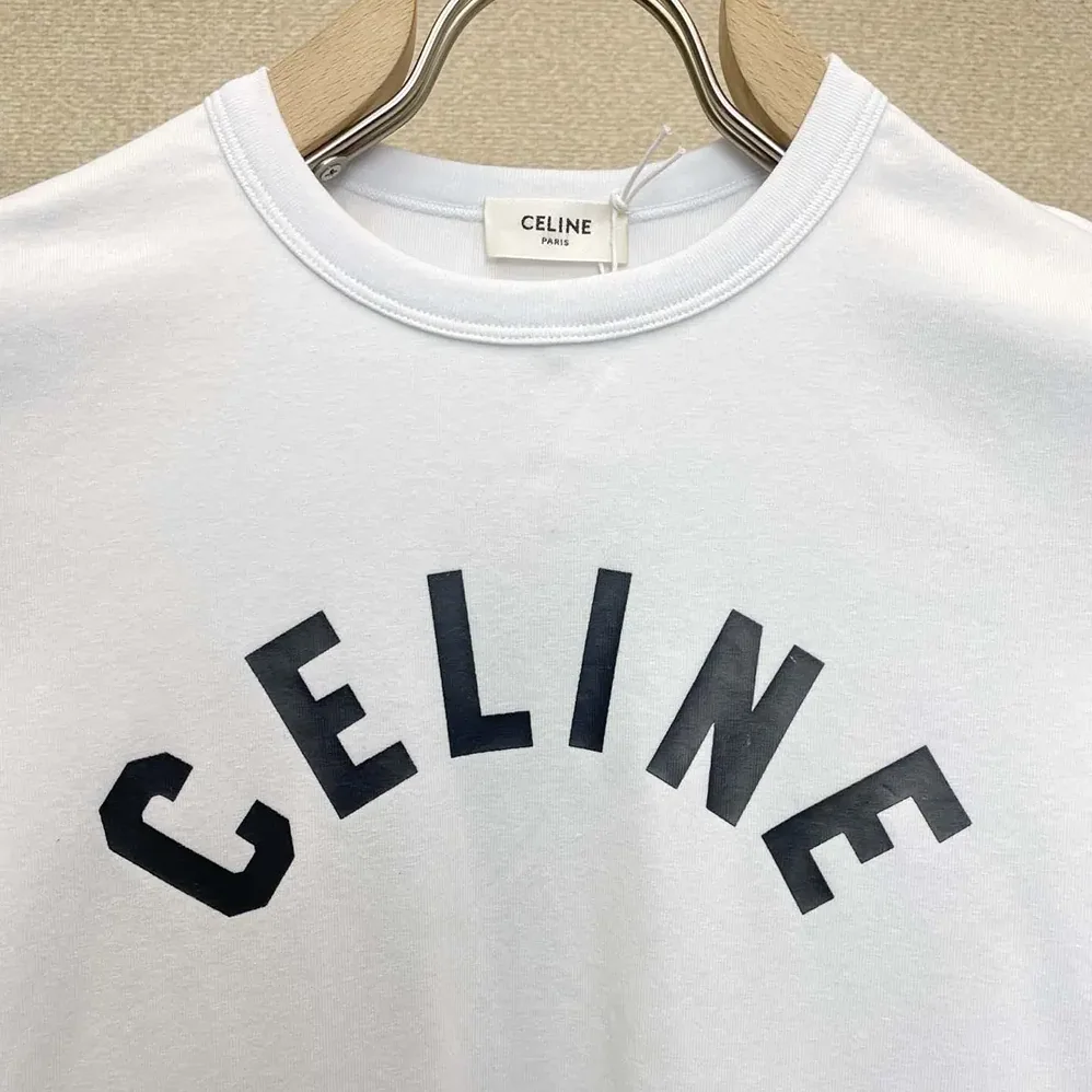 Celine T-Shirt in Ribbed Cotton Jersey for Women