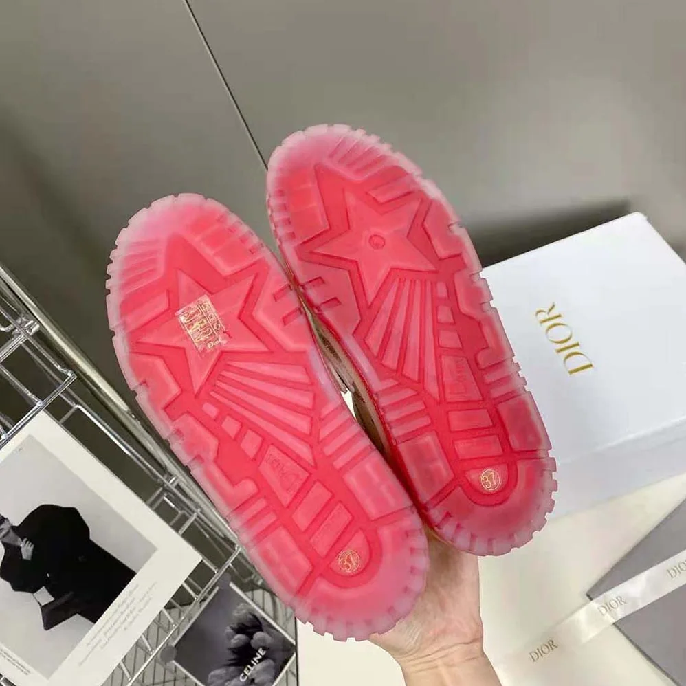 Dior Dior-Id Sneaker White Calfskin and Transparent Red Rubber for Women