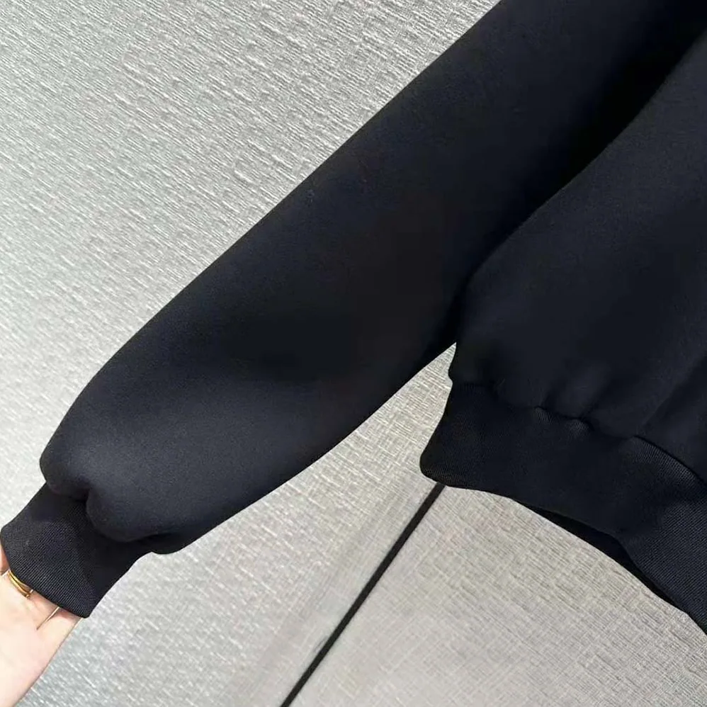 Prada Cotton Fleece Hoodie for Women in Black Prada Cotton Fleece Hoodie for Women in Black