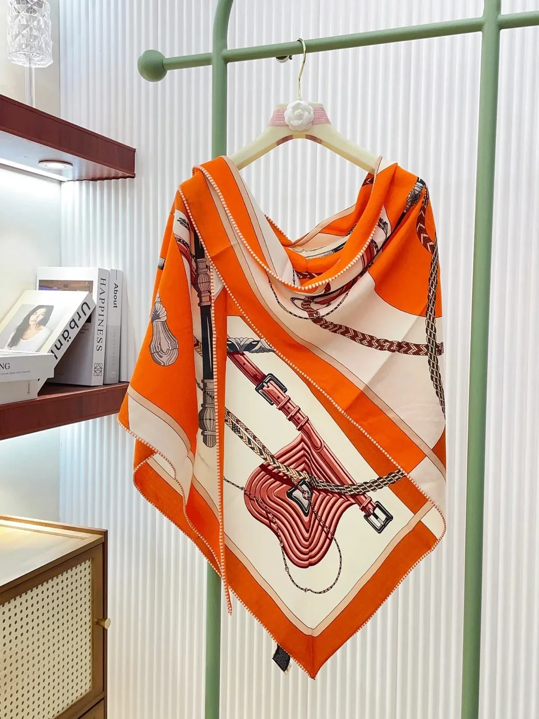 Hermes Clic-Clac Triangle Scarf Orange Cuit 03