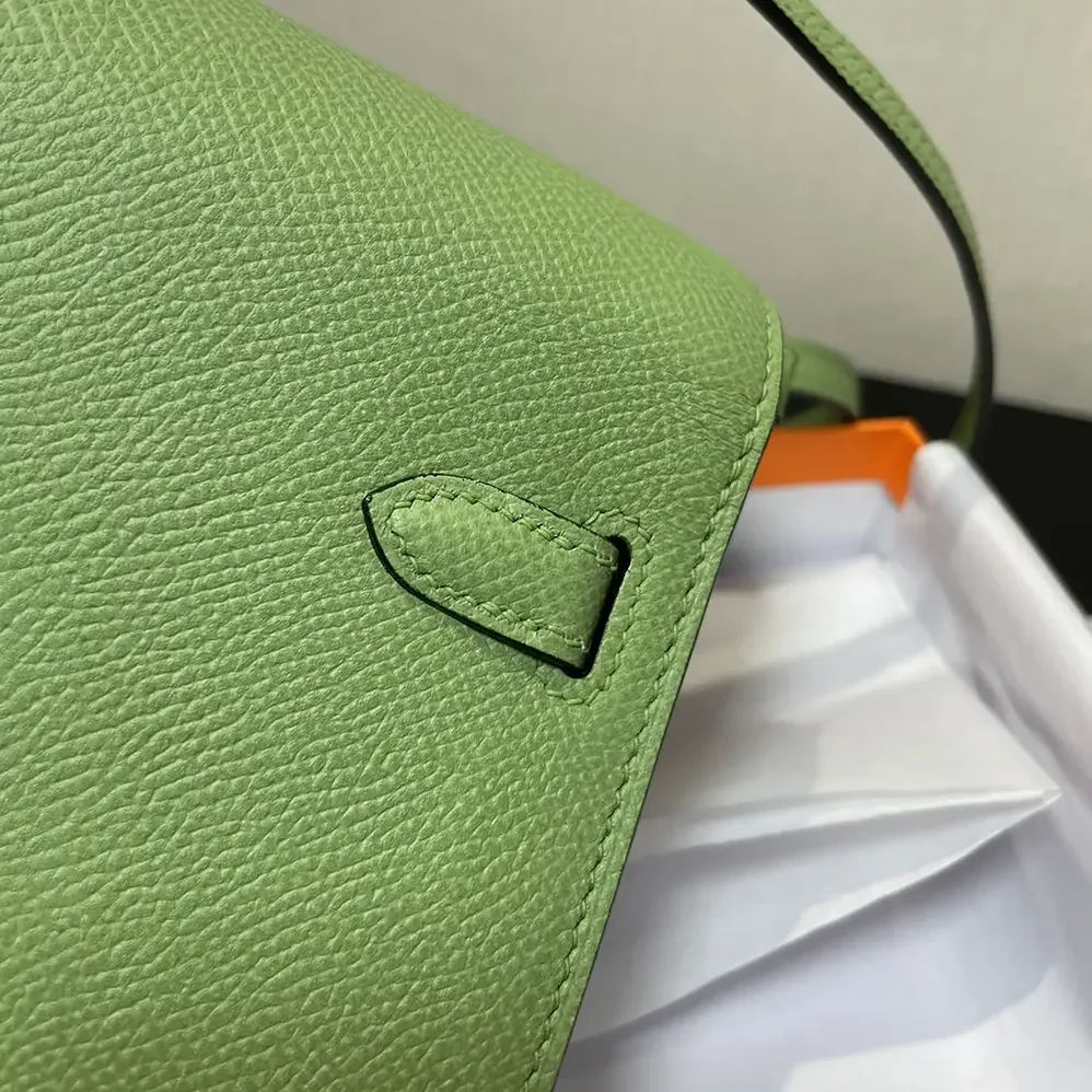 Hermes Kelly To Go in Epsom Leather for Women in Green/Silver Hermes Kelly To Go in Epsom Leather for Women in Green/Silver