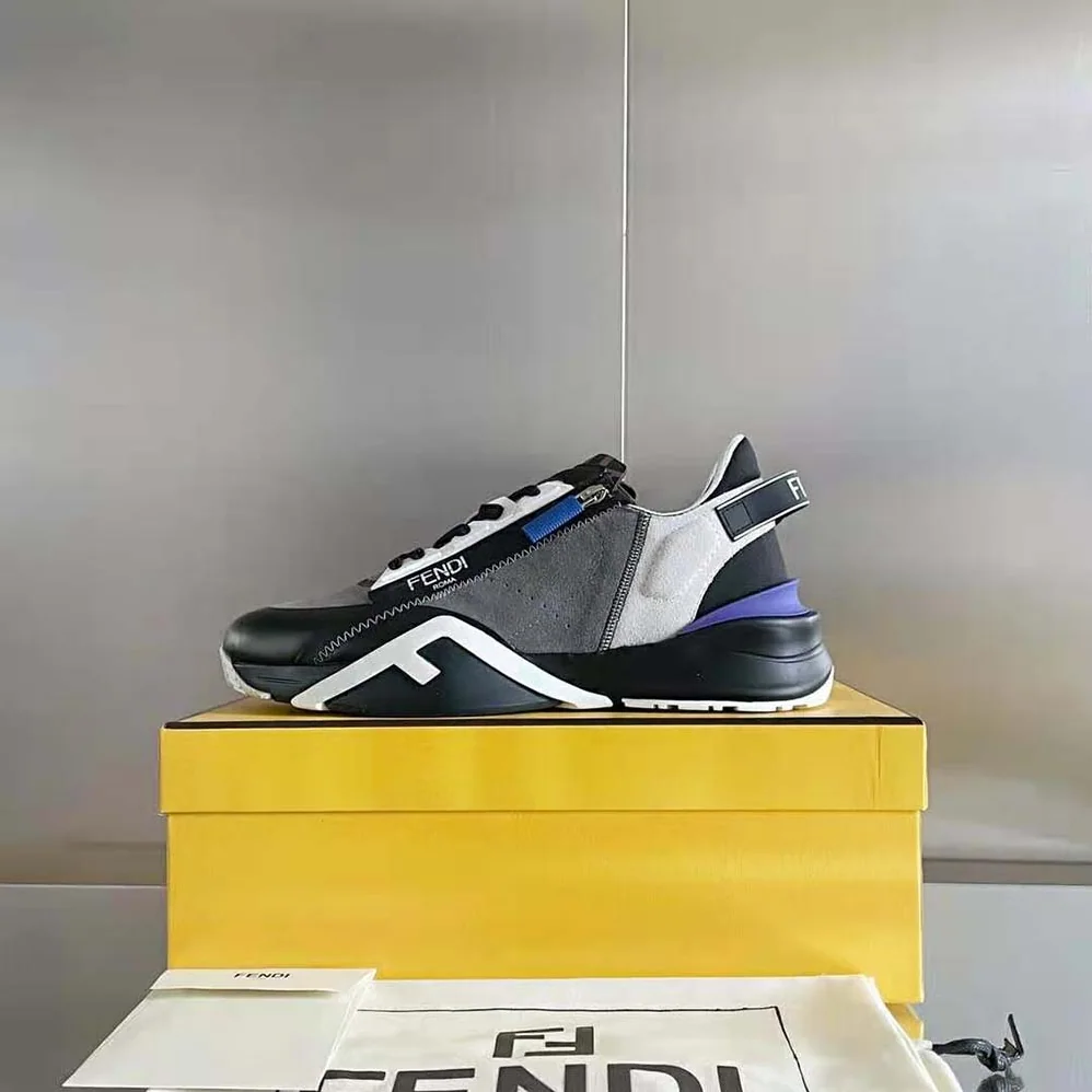 Fendi Flow Suede Low-Tops for Men in Navy