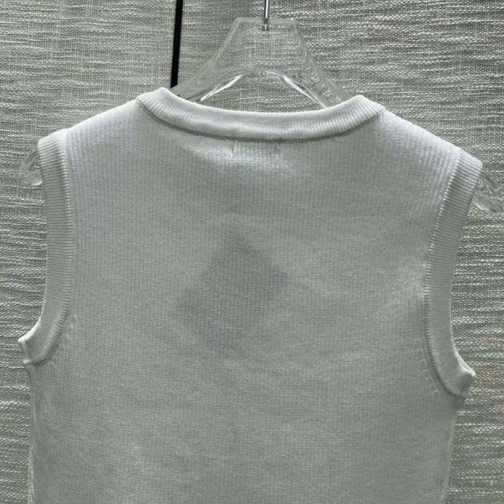 Miu Miu Viscose Knit Top with Knit Logo Patch for Women