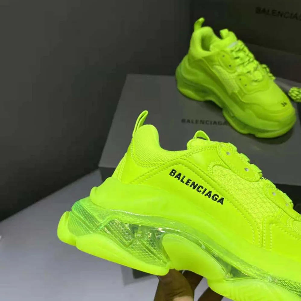 Balenciaga Triple S Clear Sole Sneaker in Neon Yellow Double Foam and Mesh for Women Balenciaga Triple S Clear Sole Sneaker in Neon Yellow Double Foam and Mesh for Women