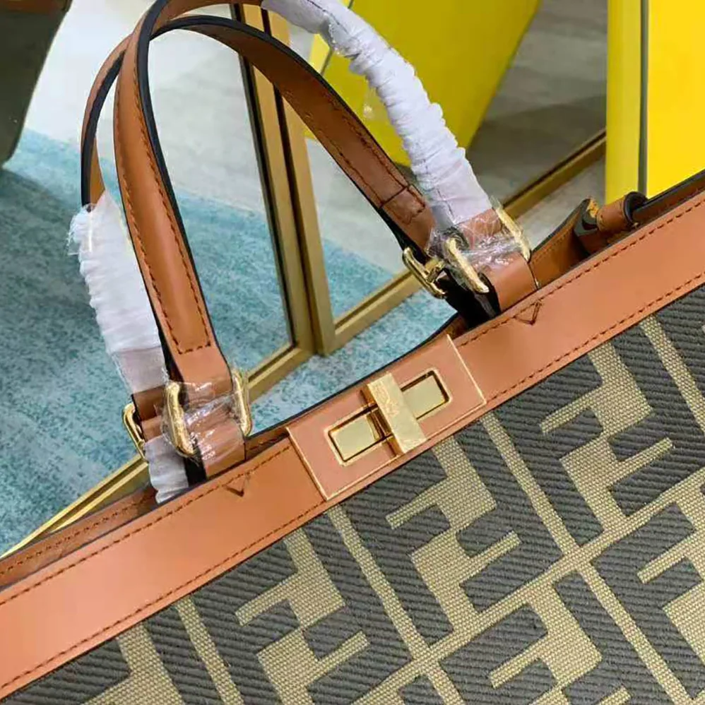 Fendi Peekaboo X for Women in Tote Green Canvas Bag Fendi Peekaboo X for Women in Tote Green Canvas Bag