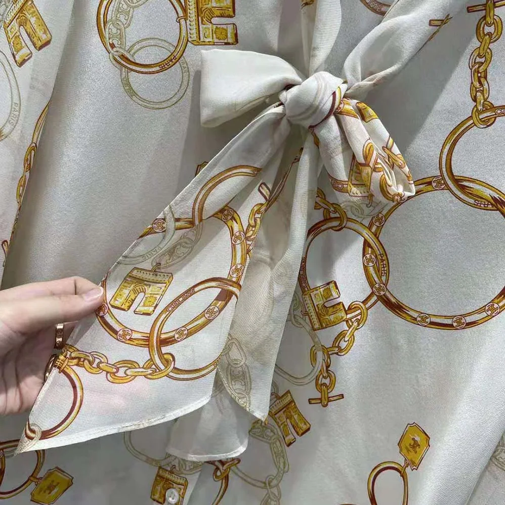 Celine Lavallière Shirt in Crepe De Chine for Women in Brown Celine Lavallière Shirt in Crepe De Chine for Women in Brown