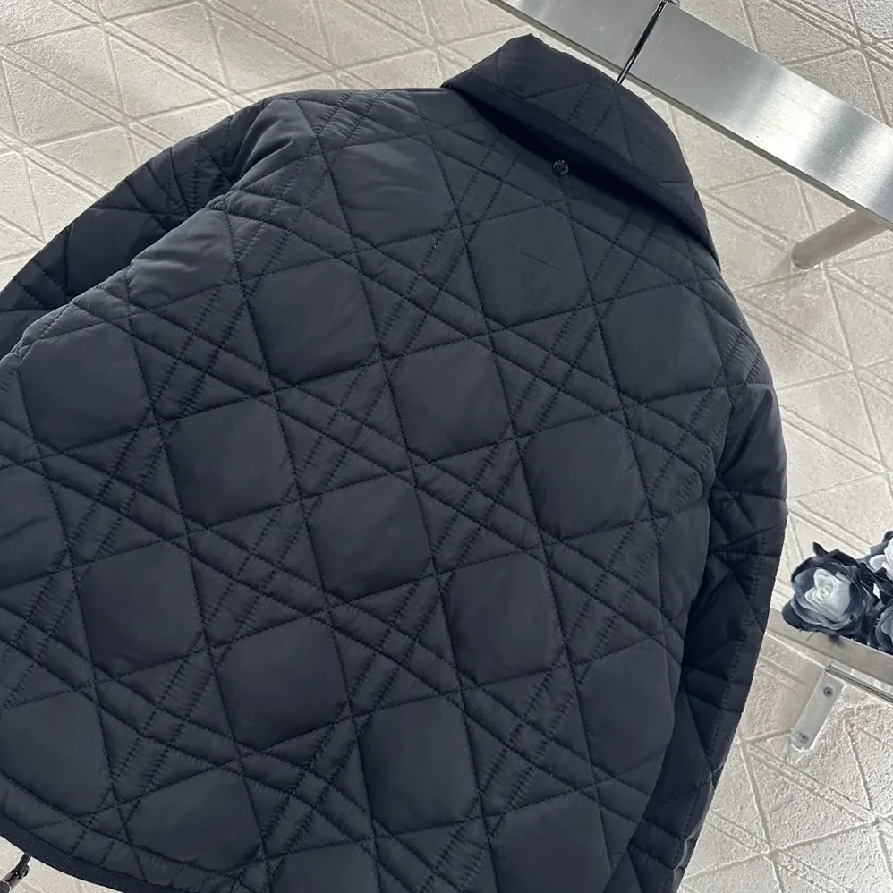 Dior Macrocannage Coat with Scarf Collar Black Quilted Technical Taffeta for Women Dior Macrocannage Coat with Scarf Collar Black Quilted Technical Taffeta for Women
