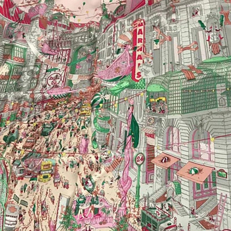 Hermes Le Grand Prix Du Faubourg Scarf 90 for Women in White Hermes Le Grand Prix Du Faubourg Scarf 90 for Women in White