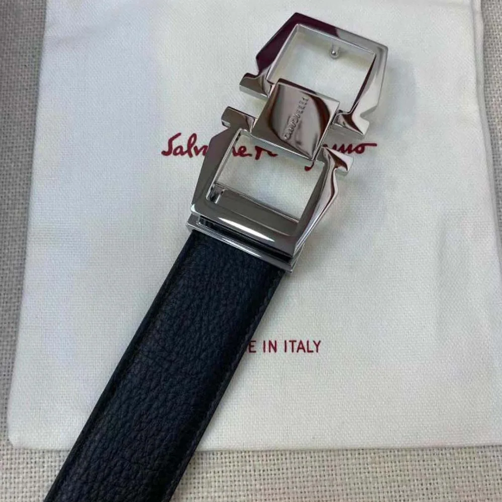 Salvatore Ferragamo Reversible and Adjustable Gancini Belt for Men in Silver