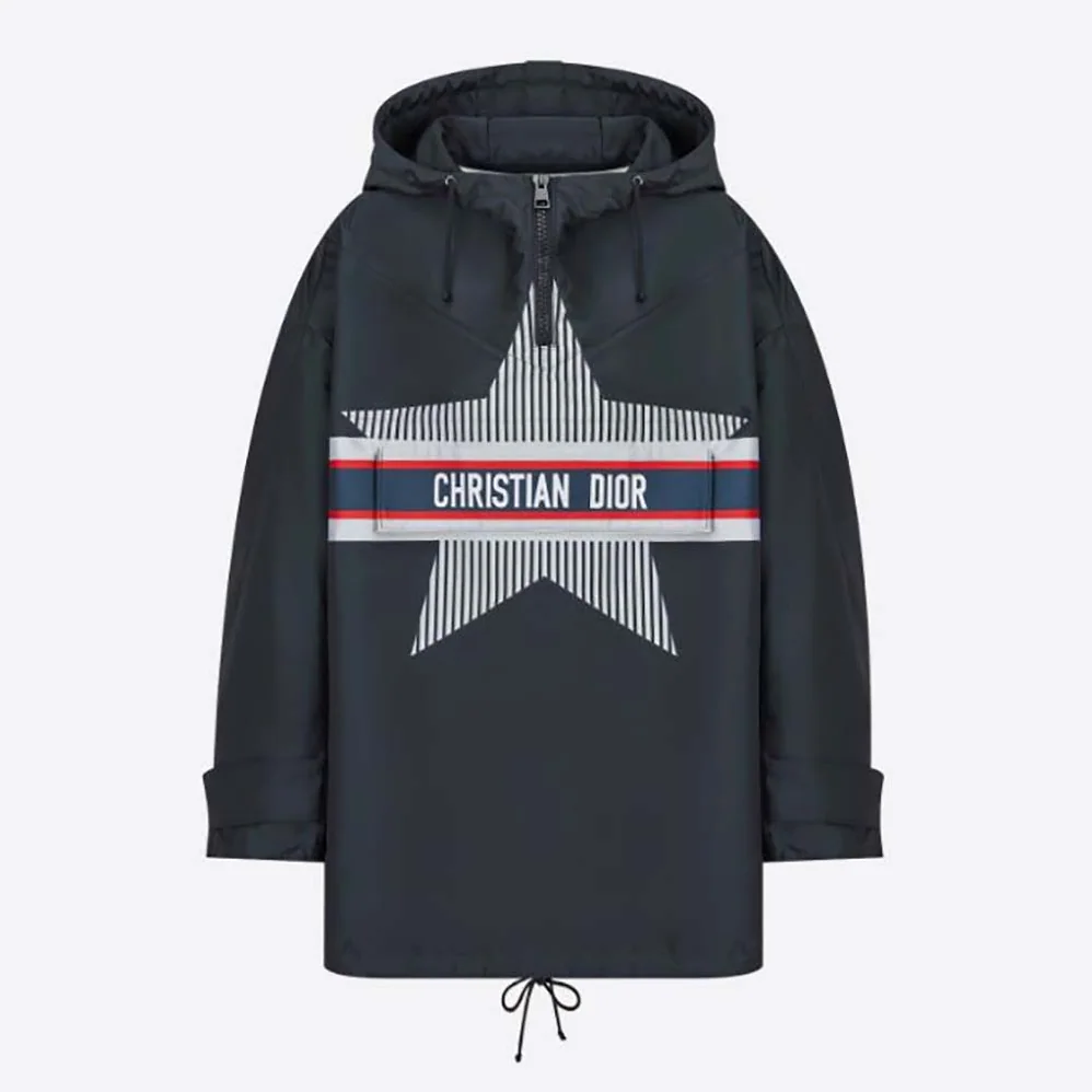 Dior Dioralps Hooded Anorak Blue Three-Tone Dior Star Technical Taffeta Jacquard for Women