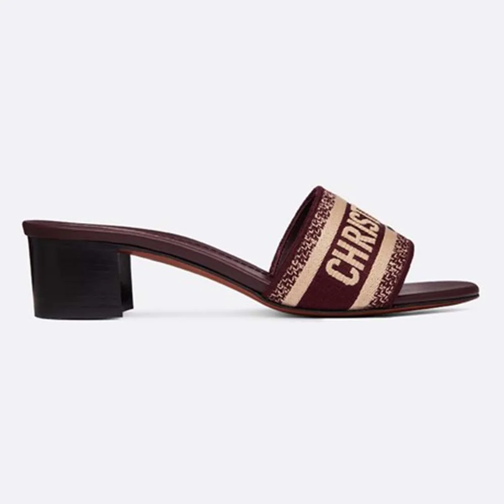 Dior Dway Mule in Embroidered Cotton for Women in Maroon Dior Dway Mule in Embroidered Cotton for Women in Maroon