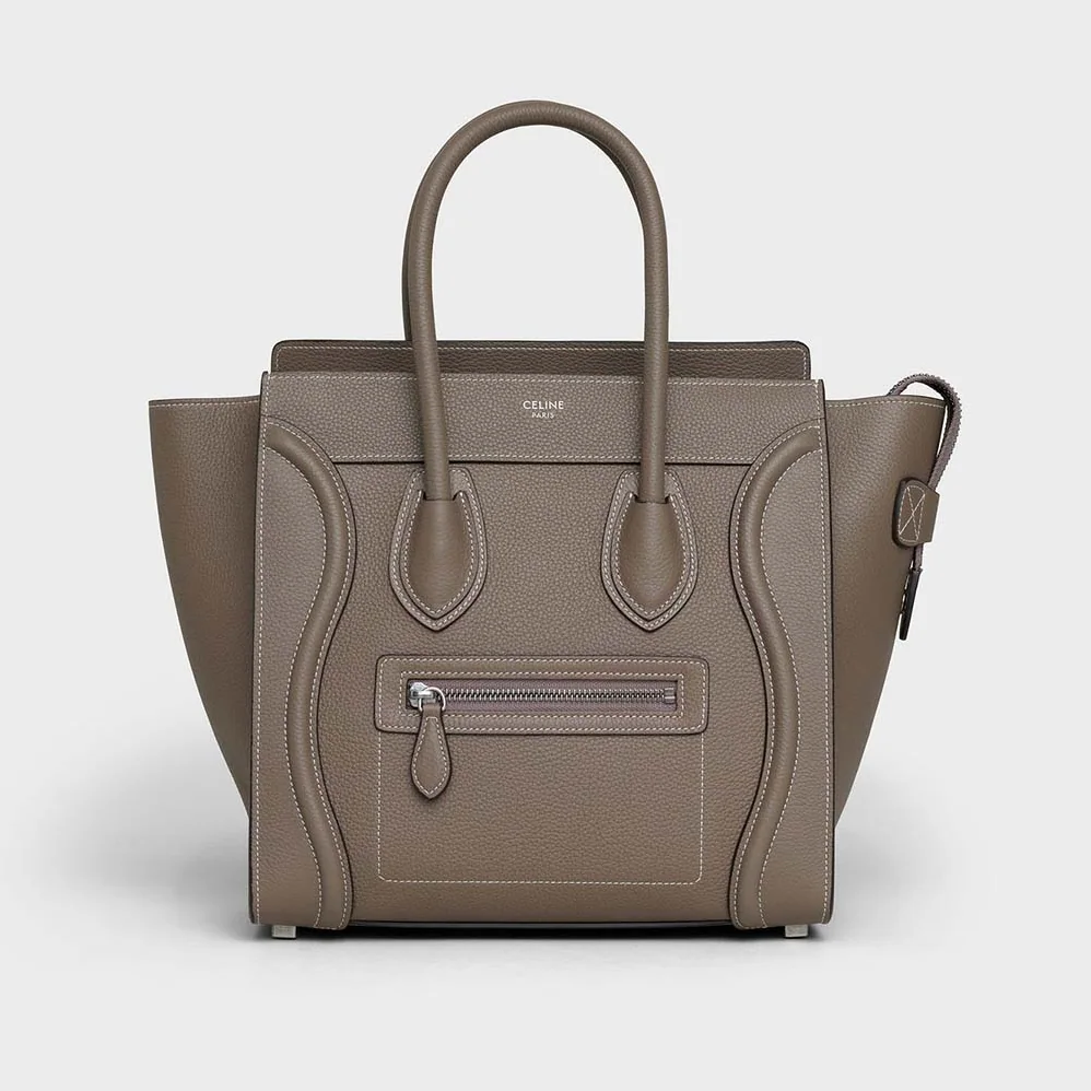 Celine Micro Luggage Handbag in Drummed Calfskin for Women in Brown