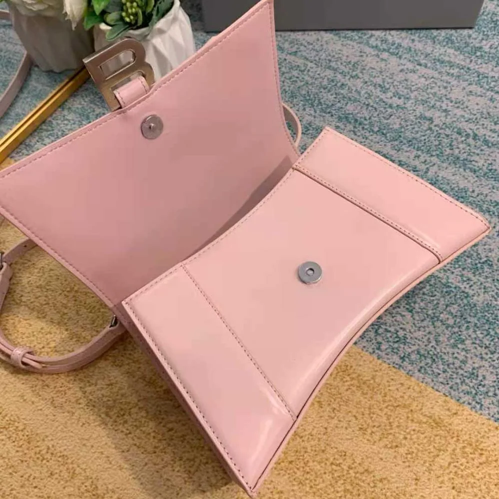 Balenciaga Hourglass Small Top Handle Bag in Light Pink Shiny Box Calfskin for Women