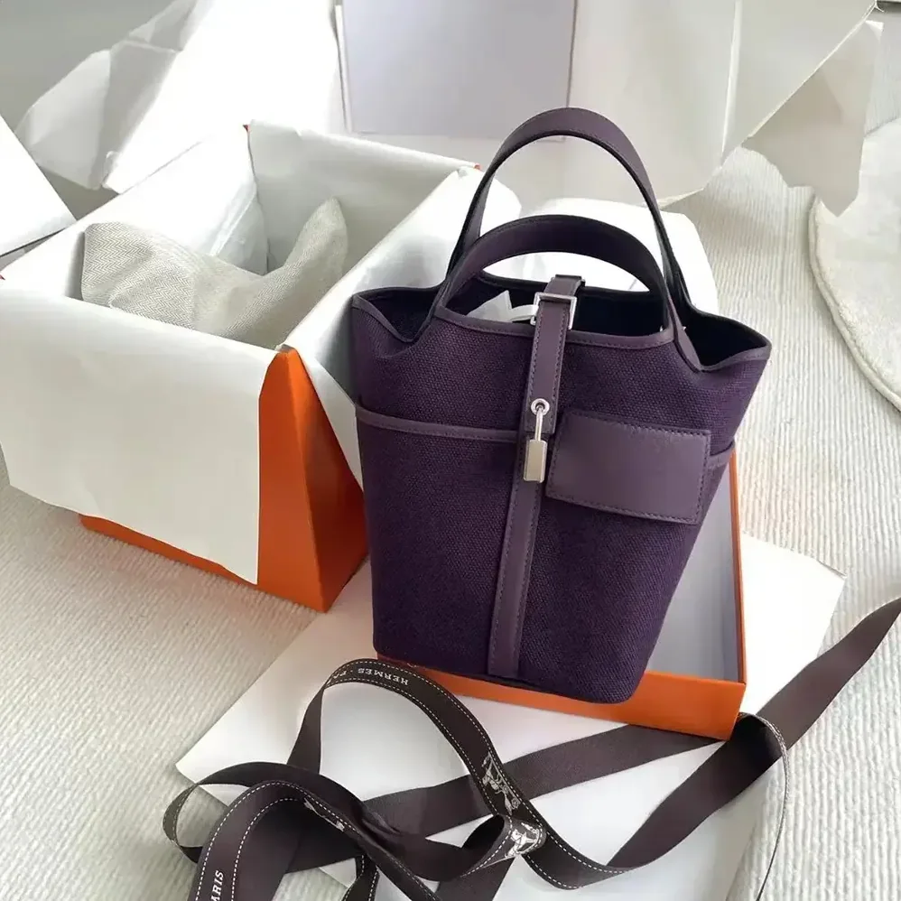 Hermes Picotin Lock 18 Pockets in Goeran Canvas Leather for Women in Purple