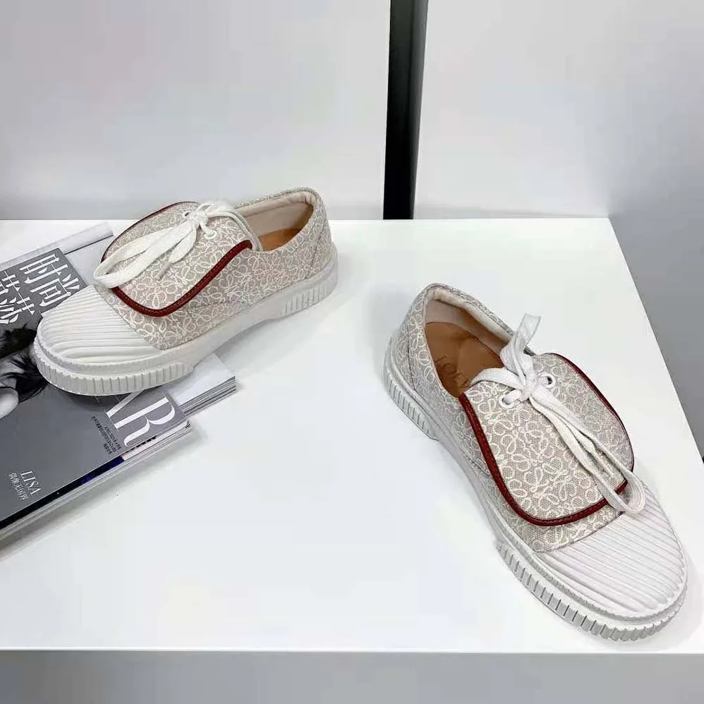 Loewe Anagram Flap Sneaker in Canvas for Women in White Loewe Anagram Flap Sneaker in Canvas for Women in White