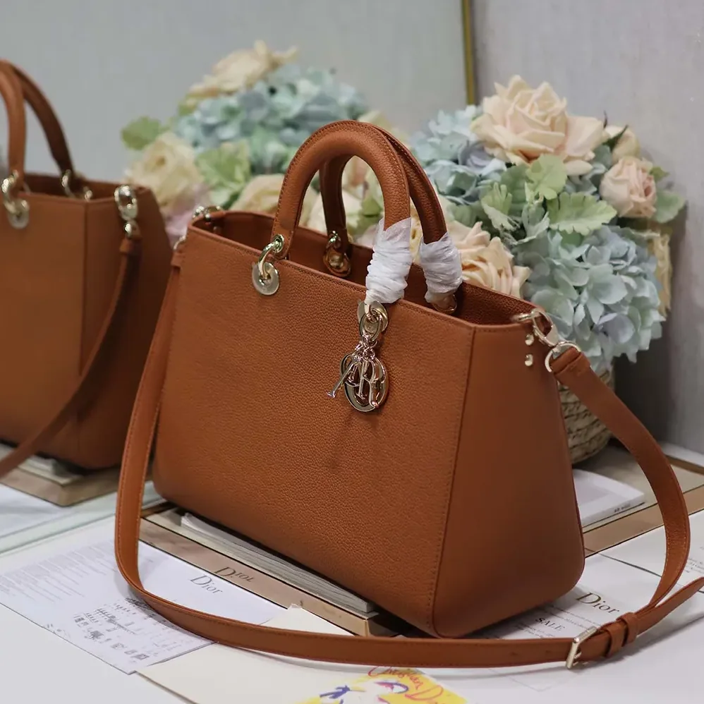 Dior Large Lady D-Sire My ABCDior Bag Dark Brandy Taurillon Leather for Women