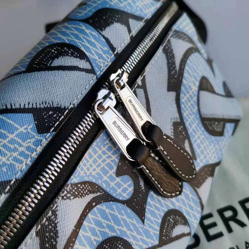 Burberry Monogram Print E-canvas Sonny Bum Bag for Women in Blue Burberry Monogram Print E-canvas Sonny Bum Bag for Women in Blue