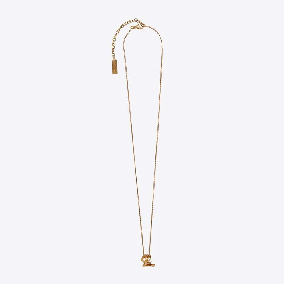 Saint Laurent YSL Monogram Twist Pendant Necklace in Metal for Women Saint Laurent YSL Monogram Twist Pendant Necklace in Metal for Women