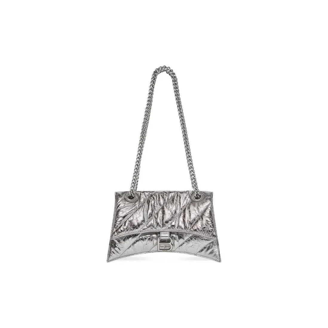 Balenciaga Crush Small Chain Bag Quilted In Sliver Tone /