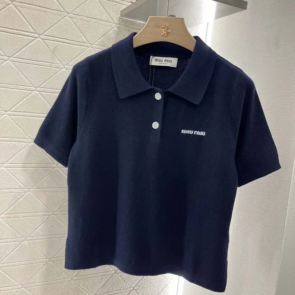 Miu Miu Cotton Piqué Polo Shirt for Women Miu Miu Cotton Piqué Polo Shirt for Women