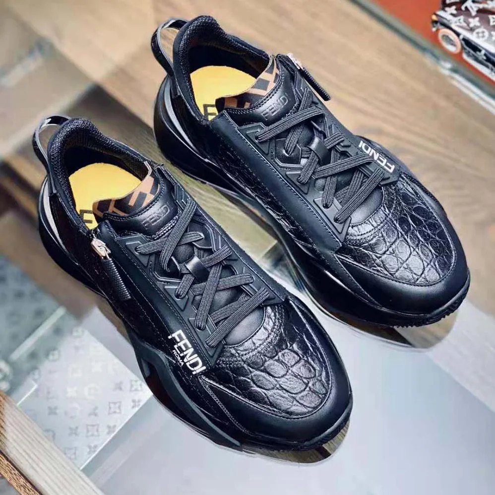 Fendi Sneakers Black Caiman Low for Women in Tops Fendi Sneakers Black Caiman Low for Women in Tops