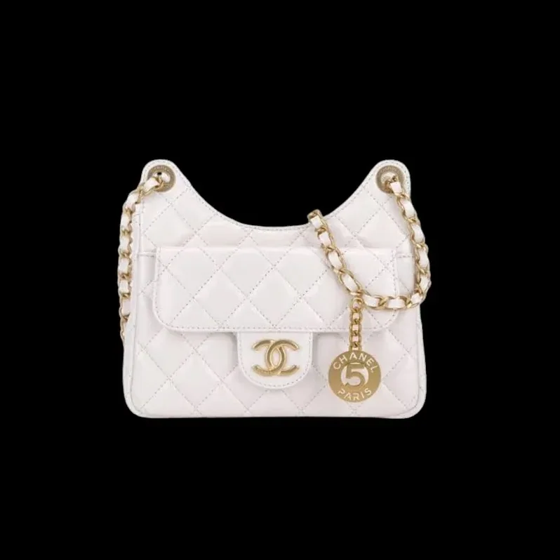 Chanel Small Hobo Bag in White Gold Hardware Chanel Small Hobo Bag in White Gold Hardware
