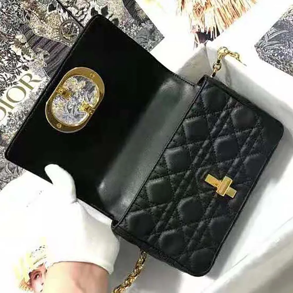 Dior Small Dior Caro Bag Lvory Supple Cannage Calfskin for Women in Black Dior Small Dior Caro Bag Lvory Supple Cannage Calfskin for Women in Black
