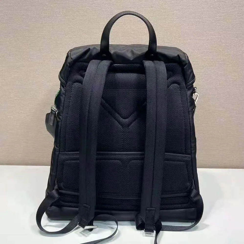 Prada Re-Nylon and Leather Backpack for Unisex in Black Prada Re-Nylon and Leather Backpack for Unisex in Black