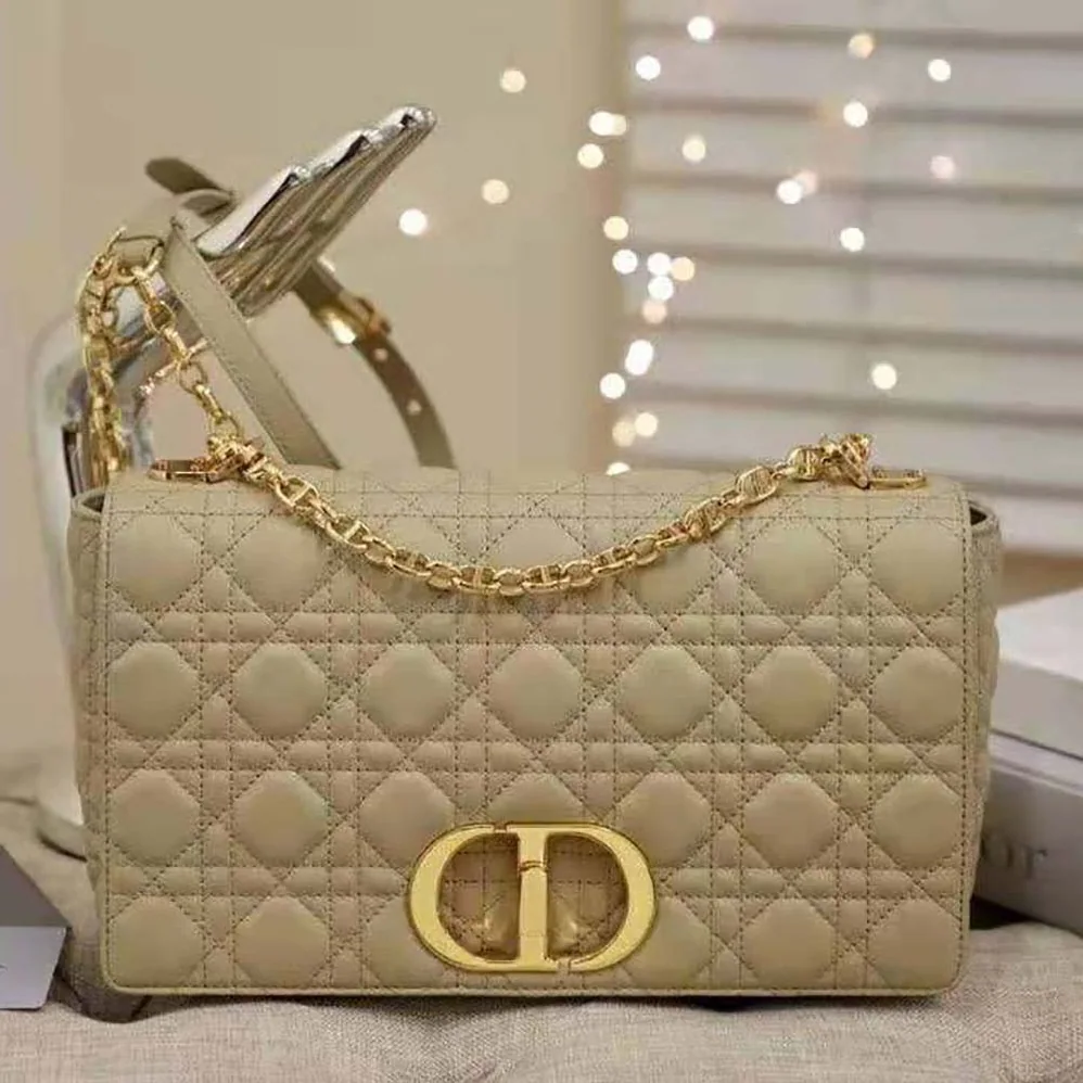 Dior Large Dior Caro Bag Supple Cannage Calfskin for Women in Sandy
