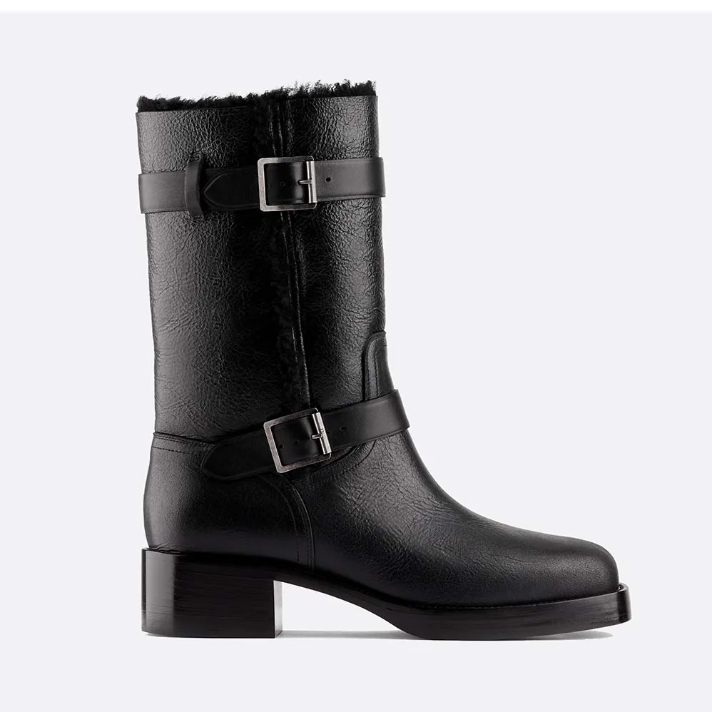 Dior Shoes Diorider Suede Sheepskin Biker Boot 45mm Heel for Women in Black Dior Shoes Diorider Suede Sheepskin Biker Boot 45mm Heel for Women in Black