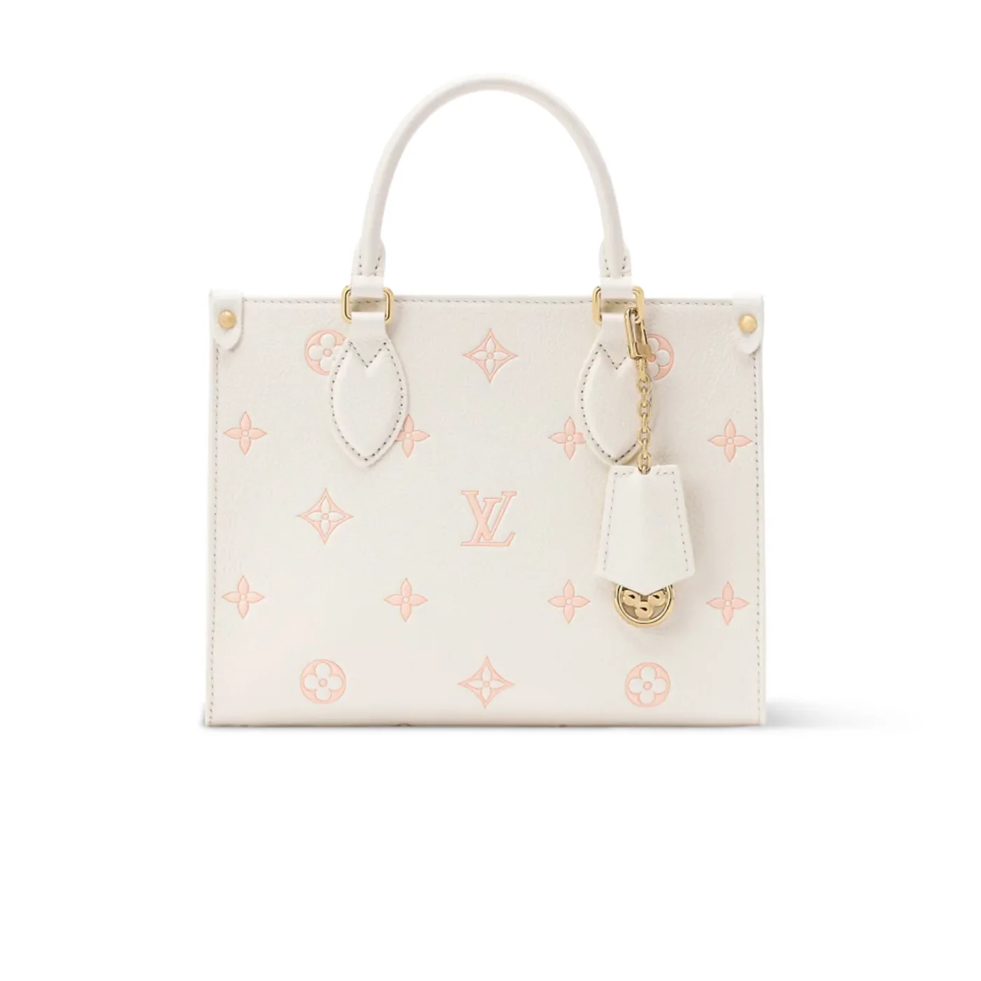Louis Vuitton OnTheGo PM Tote Bag / Milky White/ Peach Gold Hardware