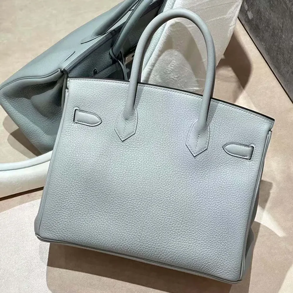 Hermes Birkin 30 Bag in Epsom Leather with Silver Hardware in Blue Glacier