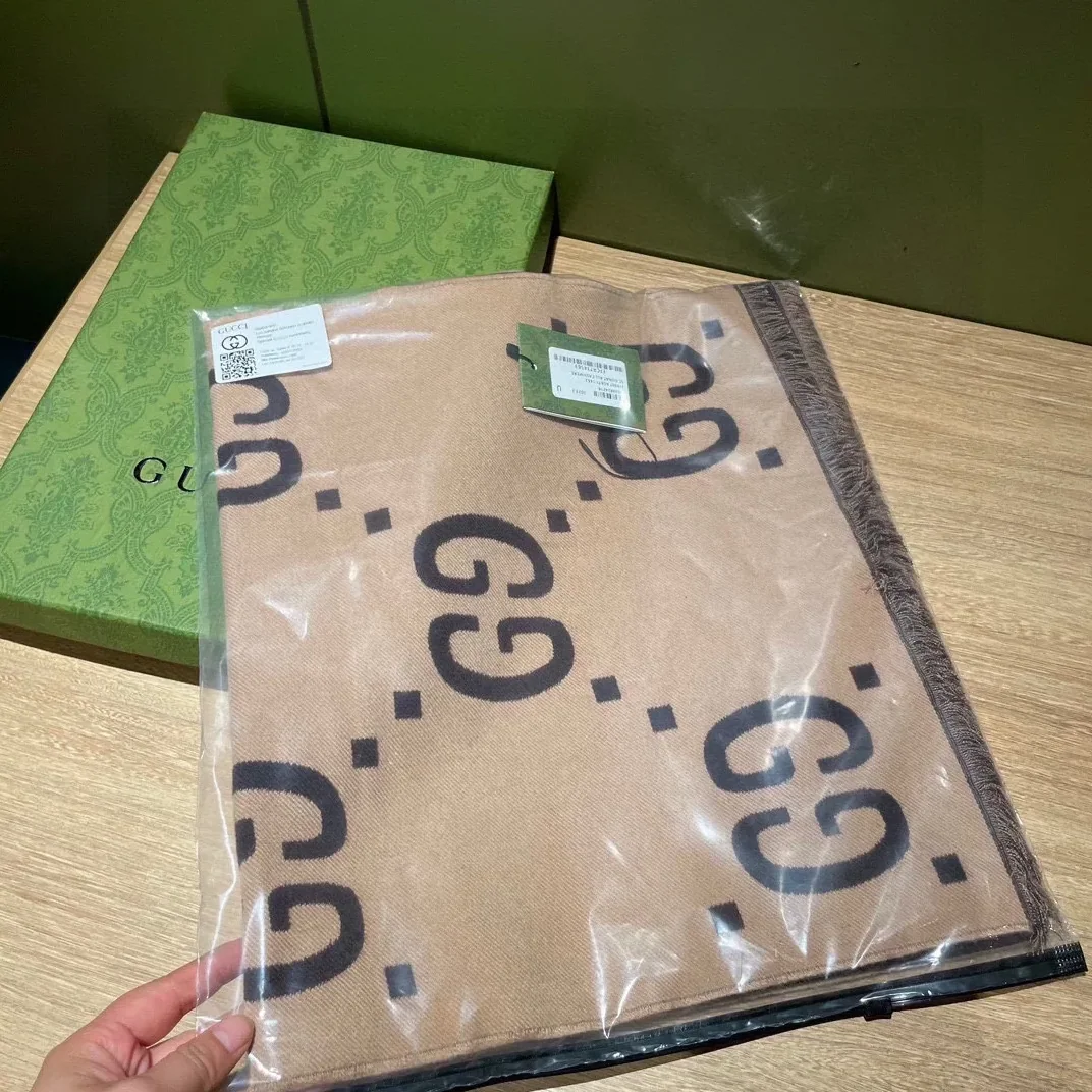 Gucci Wool Silk Scarf Beige