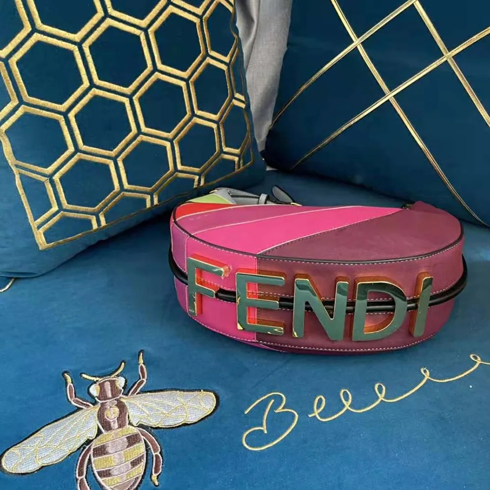 Fendi Fendigraphy Small Leather Bag with Multicolor Inlay for Women