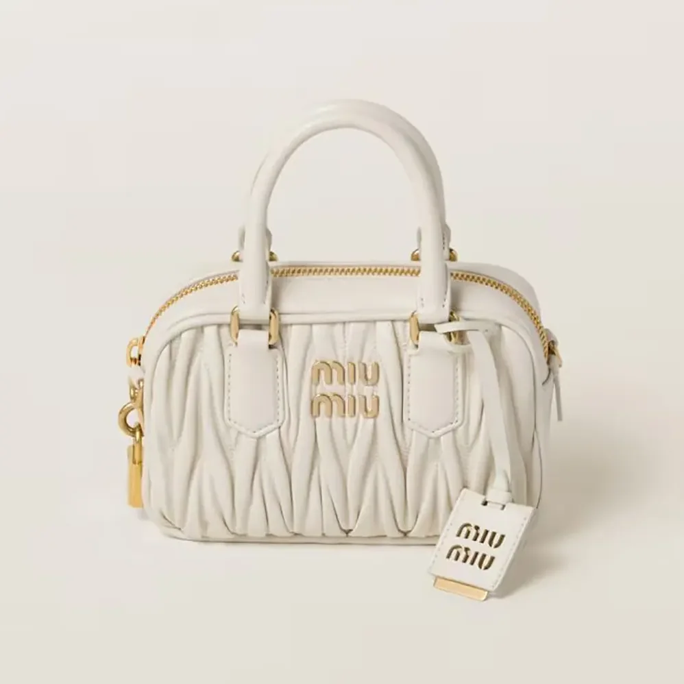 Miu Miu Arcadie Matelassé Nappa Leather Bag for Women in White Miu Miu Arcadie Matelassé Nappa Leather Bag for Women in White
