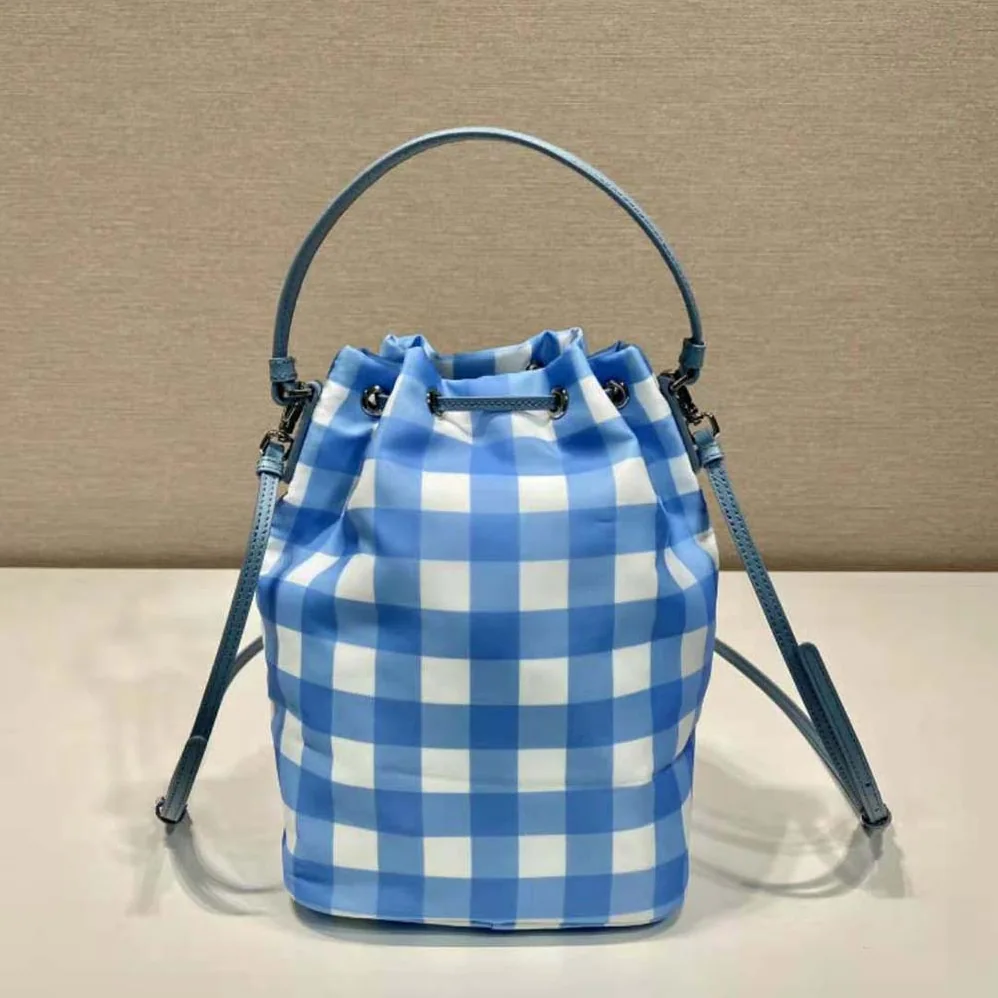 Prada Duet Printed Re-Nylon Bag for Women in Blue