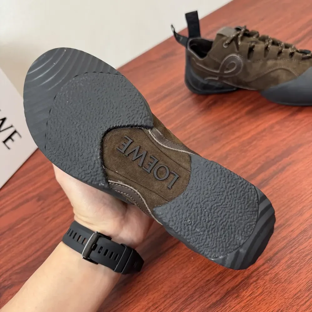 Loewe Grip Sneaker in Calfskin Suede for Unisex in Dark Brown