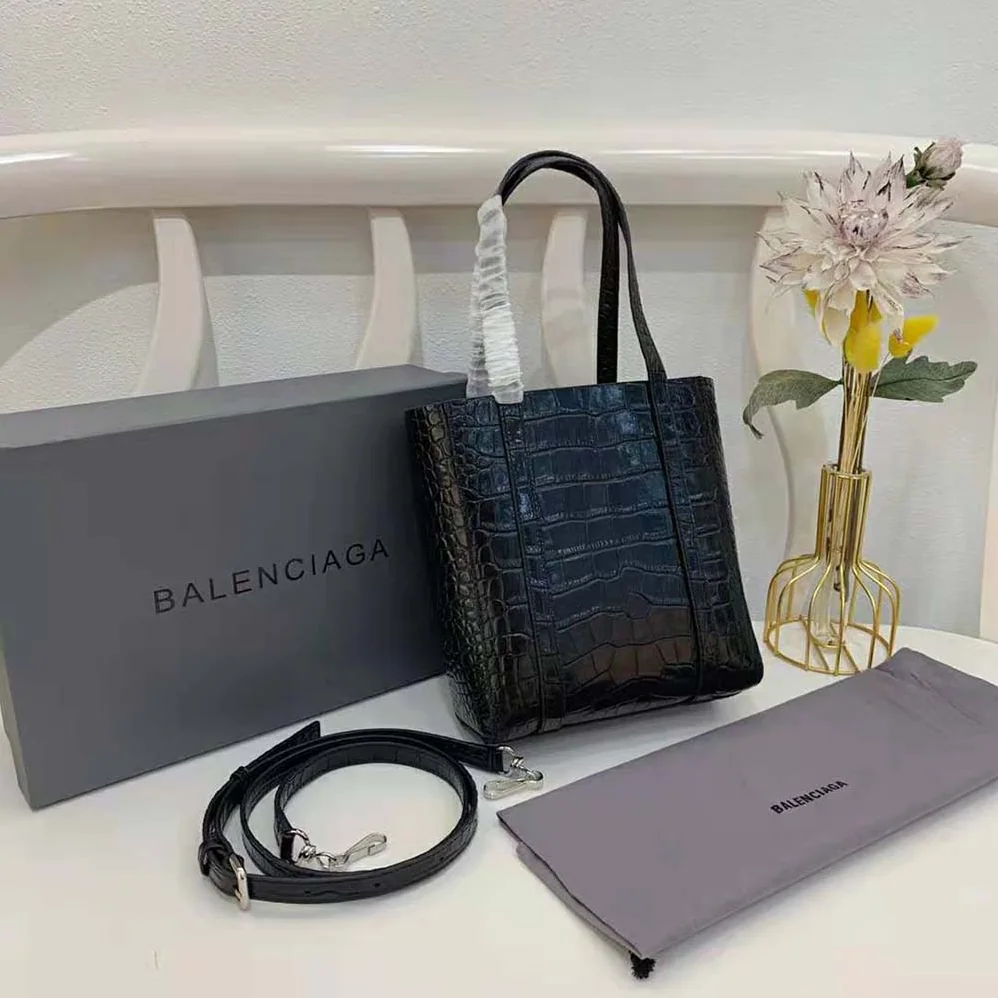 Balenciaga Everyday XXS Tote Bag in Black Shiny Crocodile Embossed Calfskin for Women Balenciaga Everyday XXS Tote Bag in Black Shiny Crocodile Embossed Calfskin for Women