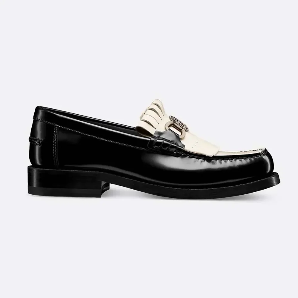 Dior Emblem Loafer Black and White Brushed Calfskin for Women Dior Emblem Loafer Black and White Brushed Calfskin for Women