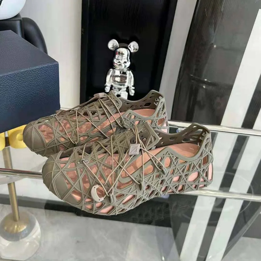 Dior Warp Sandal Khaki Cosmo Rubber with Warped Cannage Motif for Men