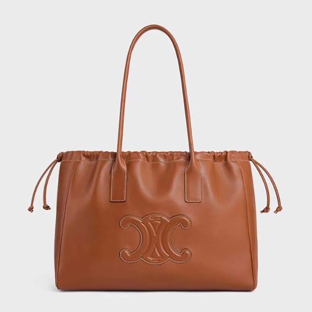 Celine Cabas Drawstring Cuir Triomphe in Smooth Calfskin for Women in Brown