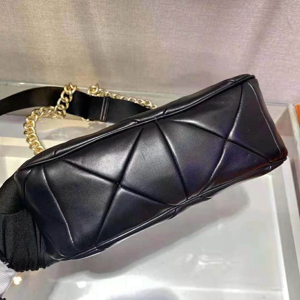 Prada System Nappa Leather Patchwork Shoulder Bag for Women in Black Prada System Nappa Leather Patchwork Shoulder Bag for Women in Black