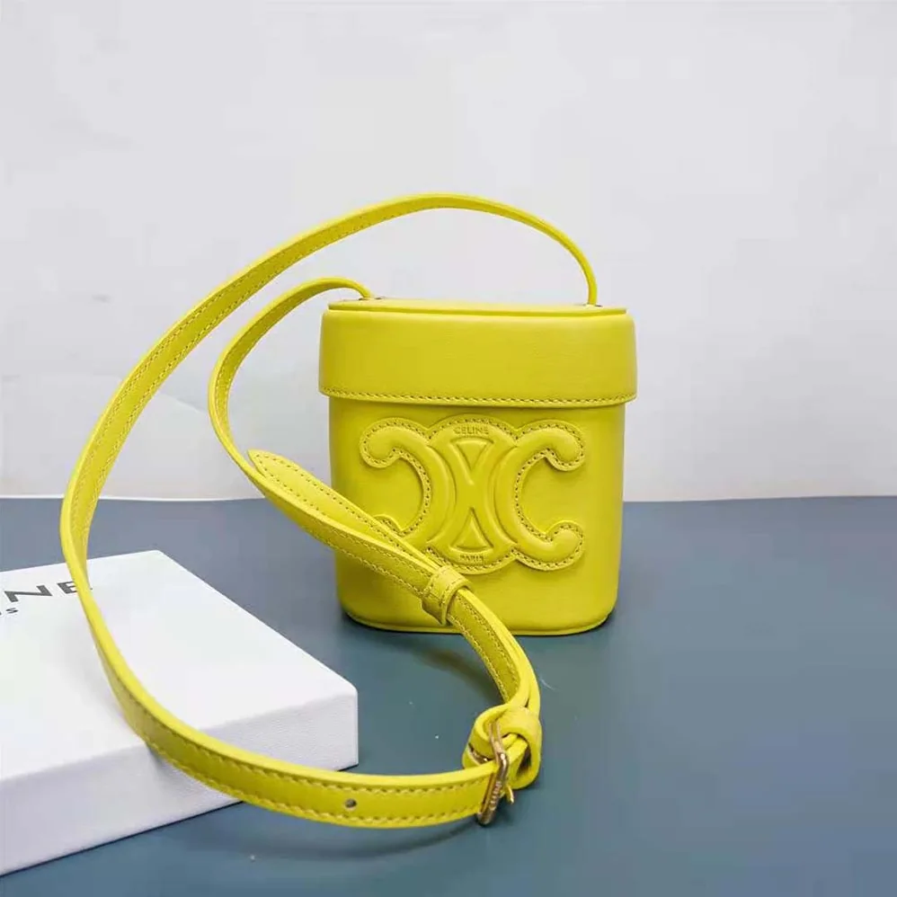 Celine Small Box Cuir Triomphe in Smooth Calfskin for Women in Yellow