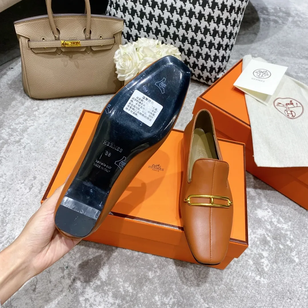 Hermes Dalhia Loafers Brown