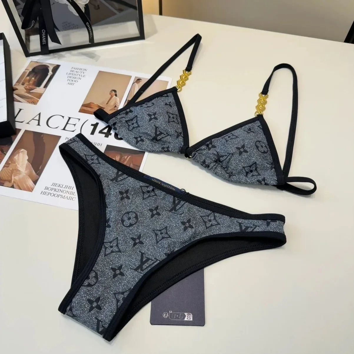Louis Vuitton Monogram Triangle Bikini Grey Monogram Louis Vuitton Monogram Triangle Bikini Grey Monogram