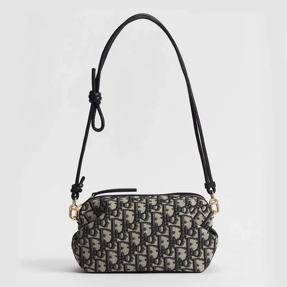 Dior Bow Pouch Blue Dior Oblique Jacquard for Women