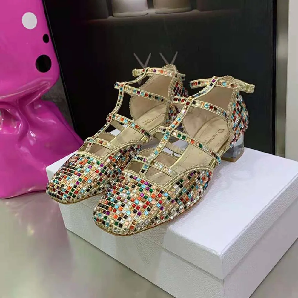 Dior Arty Ballerina Flat Gold-Tone Cotton Embroidered with Metallic Thread and Multicolor Square Strass for Women Dior Arty Ballerina Flat Gold-Tone Cotton Embroidered with Metallic Thread and Multicolor Square Strass for Women