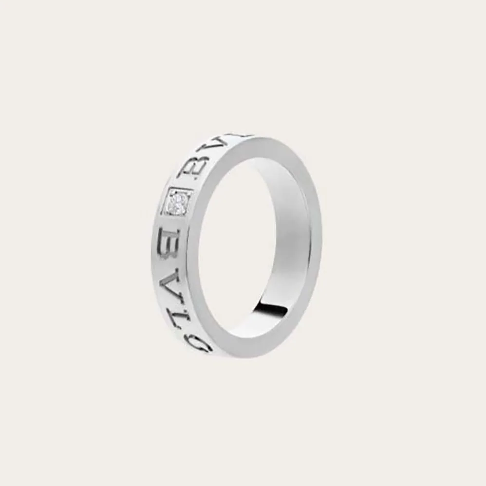 Bvlgari Bvlgari Bvlgari Ring 18 KT Rose Gold Ring with Diamond for Women in Silver Bvlgari Bvlgari Bvlgari Ring 18 KT Rose Gold Ring with Diamond for Women in Silver