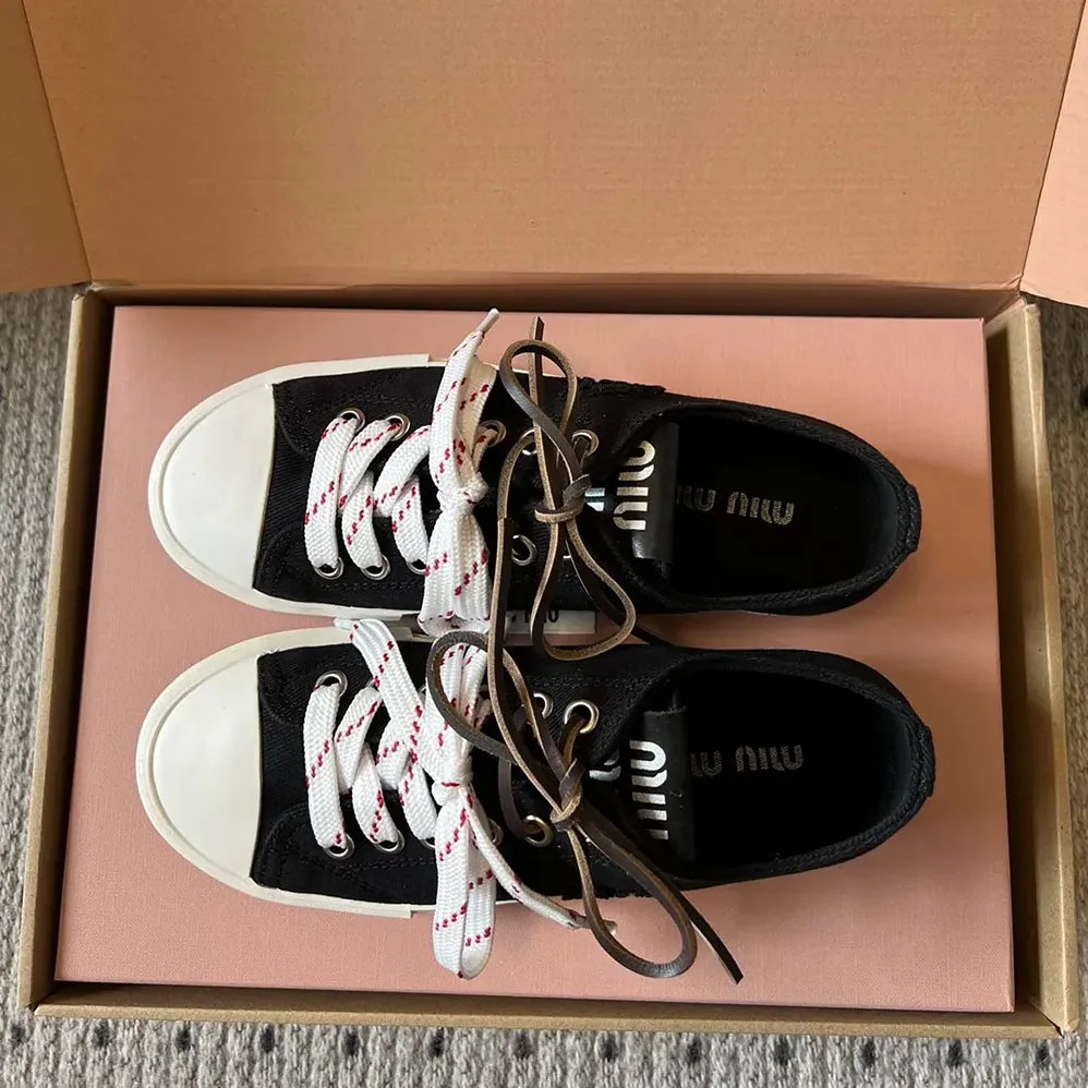 Miu Miu Washed Denim Sneakers for Women in Black Miu Miu Washed Denim Sneakers for Women in Black